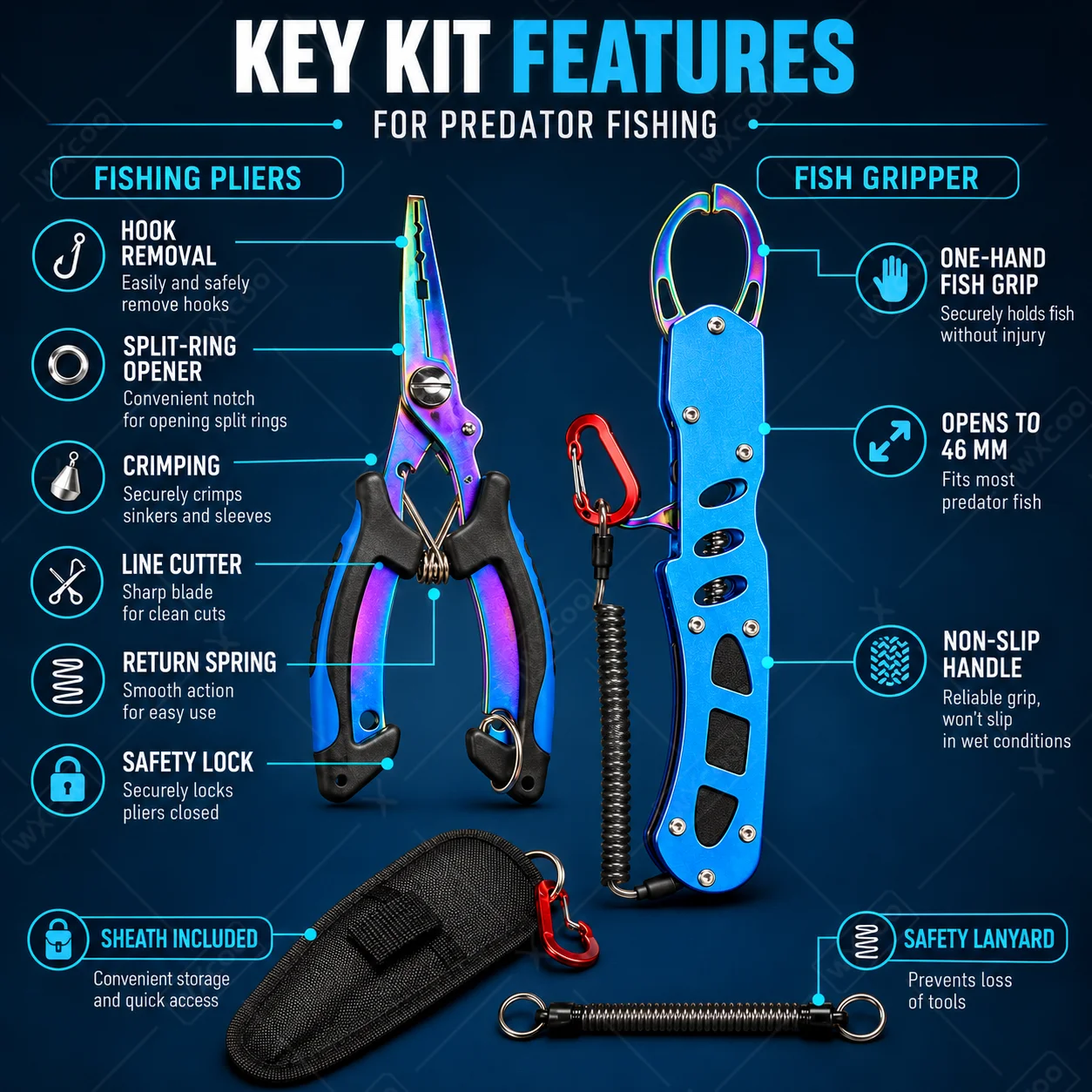 Blue Titanium Coated Saltwater - Fishing Line Cutter ulasan dan harga